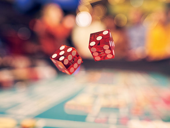 Craps game with dice flying image